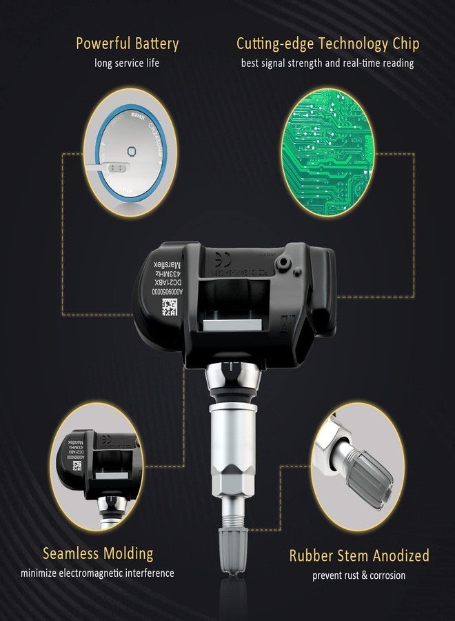 Marsflex TPMS Sensor Compatible for Mercedes Benz SMART AMG Freightliner Sprinter 433MHz 4pcs, Programmed Tire Pressure Monitoring System Replaces# A0009050030 9050030 A0009057200 9057200 - Image 2